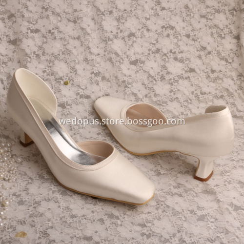 Ladies 2 inch White Ivory Chunky Heels for Wedding